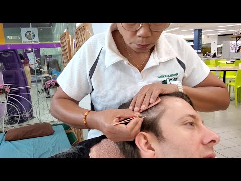 $6 TOTAL WHITE HAIR REMOVAL 🇹🇭 Pattaya Thailand | Thai Lady Plucking White Hairs for 1 HOUR ASMR 4K