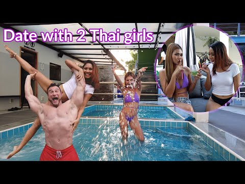 Date with 2 Thai girls in Pattaya! with @PearlyG and @itsjannybb in cute bikini at the pool