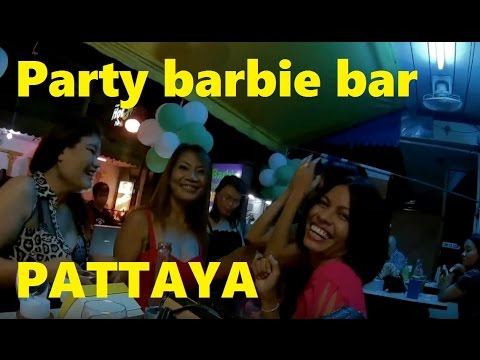 Visiting a Thai Party in Pattaya: Barbie beer bar. Girls dancing and having fun