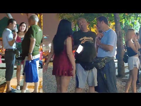 [4k] Pattaya Beach Road! Indian man negotiates price with freelancer！#nightwalk #nightlife #thailand