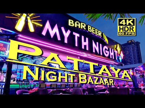 Pattaya Night Bazaar – Nightlife, Food, Bars 4K 60fps HDR (UHD) 💖 Walking Tour 👀 Thailand 🇹🇭