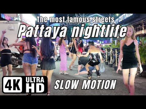 Pattaya Nightlife Slow Motion | The most famous streets | 11-10-2024 | 4K Ultra HD 60FPS