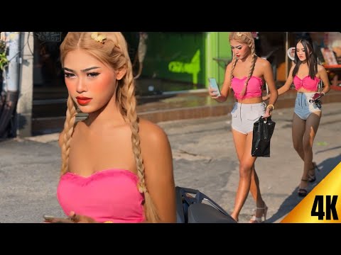 STUNNER WITH A PERFECT FIGURE, Pattaya Street Scenes 4K, Thailand 2024