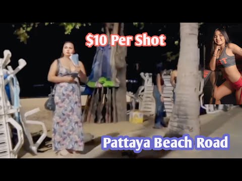 Thailand Pattaya Beach Road in 4K HDR (2024) – Nightlife & Freelancers