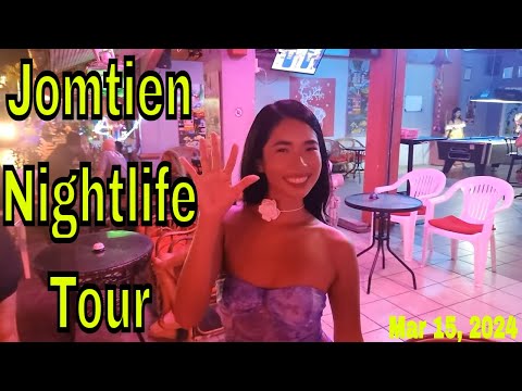 Walking Pattaya Jomtien Beach in Thailand, Nightlife & Girls