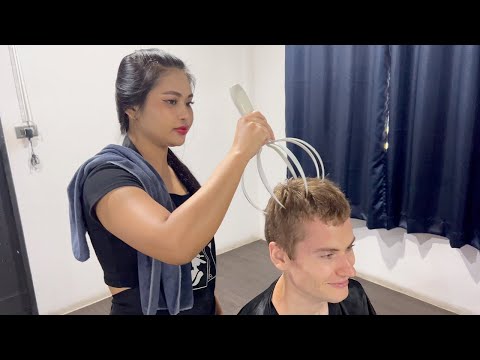 PATTAYA BARBER LADY transforms me into a NEW MAN 🔥 ASMR Relax