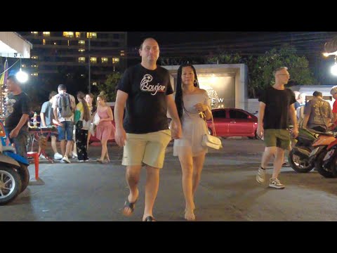 Pattaya Walking on Soi Baukhao, Tree Town. White men take away Thai women.