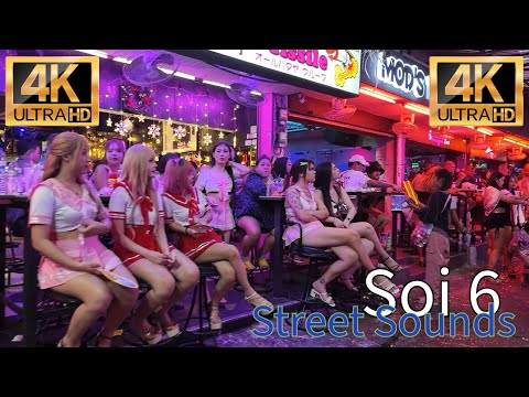 This is Soi 6 in Pattaya Thailand; it is near Beach Road. Video 2a Street Sound edition.
