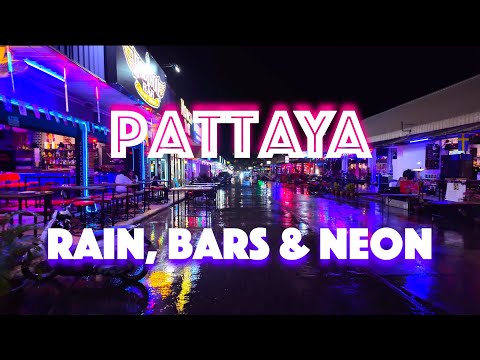 Neon rain in Pattaya – Stunning night walking tour through bars & wet streets! 4K