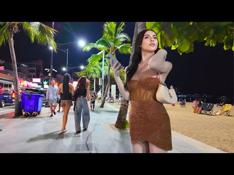 [4K] Just Filmed! Pattaya Beach Road 2025 Night Walk – So Many Freelancers!
