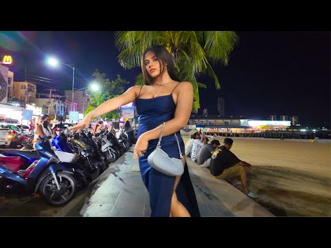 [4K] Just Filmed! Pattaya Beach Road 2025 Night Walk – So Many Freelancers!