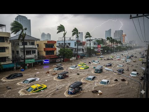 Chaos in Thailand Today! Storm, Flooding Swept Away Homes, Cars in Pattaya Bangkok