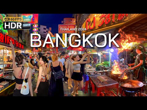 🇹🇭 4K HDR | Walking Bangkok The best street food in the world – With Captions