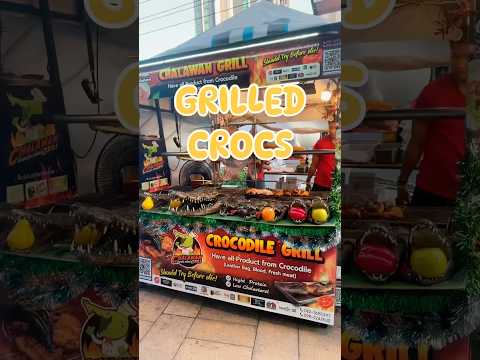 Grilling a Whole Crocodile 🐊 Street Food in Pattaya Thailand