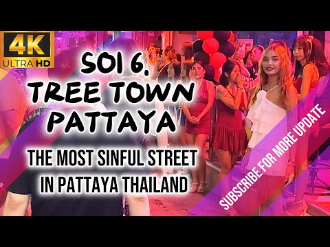Pattaya 4K Nightlife Walk Soi 6, Tree Town 2025 4K HDR 60fps