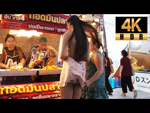 Pattaya 4K Walk Beautiful Evening Beach Road, Mischief the Wind. Thailand 2025.