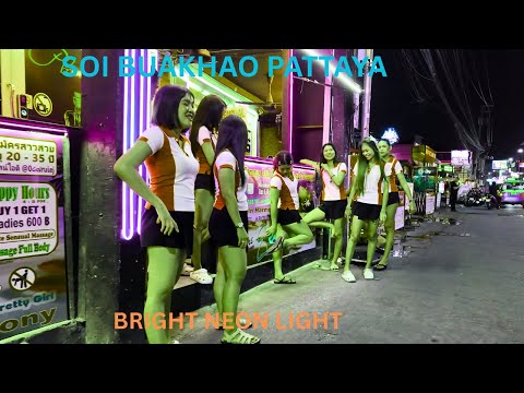 Soi Buakhao Pattaya | Night Walk with Neon Lights & Street Vibes